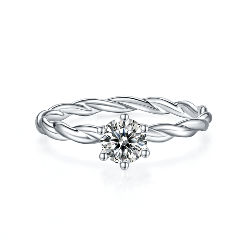 直臂藤蔓S925银镀白金MoissaniteWomen's Ring50分D级